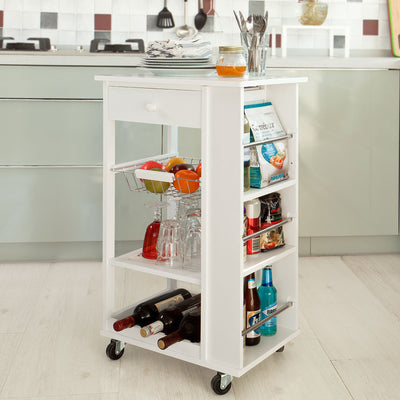 SoBuy FKW12-W Cărucior de bucătărie cu roți, Mobilier de depozitare, Kitchen Trolley Cărucior de bucătărie