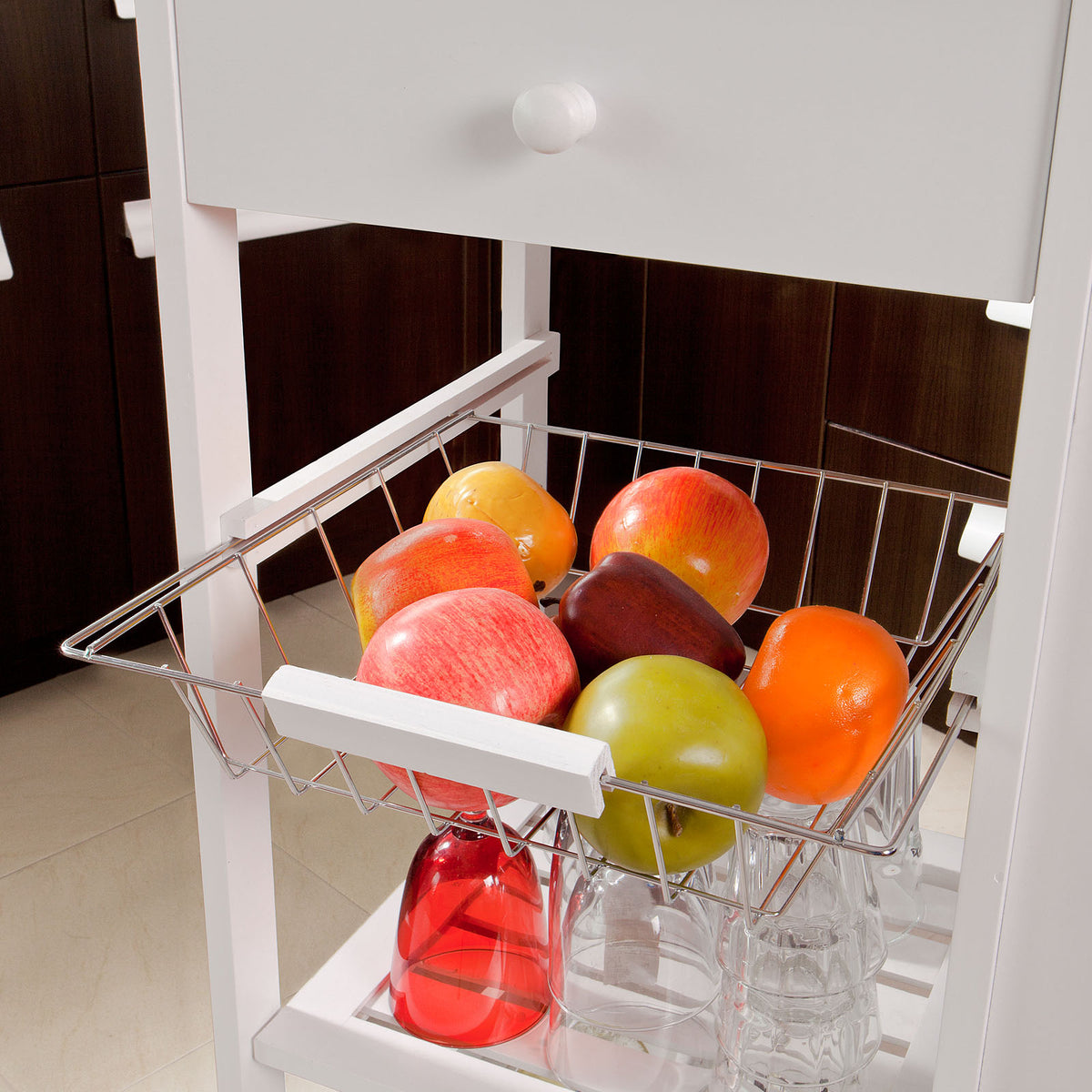 SoBuy FKW12-W Cărucior de bucătărie cu roți, Mobilier de depozitare, Kitchen Trolley Cărucior de bucătărie