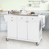 SoBuy FKW33-W Cărucior de Bucătărie XXL pe Roți cu Blat din INOX, 3 Sertare și Sistem de Sortare a Deșeurilor, Sarcină 50 kg – 133x48x95 cm, Alb