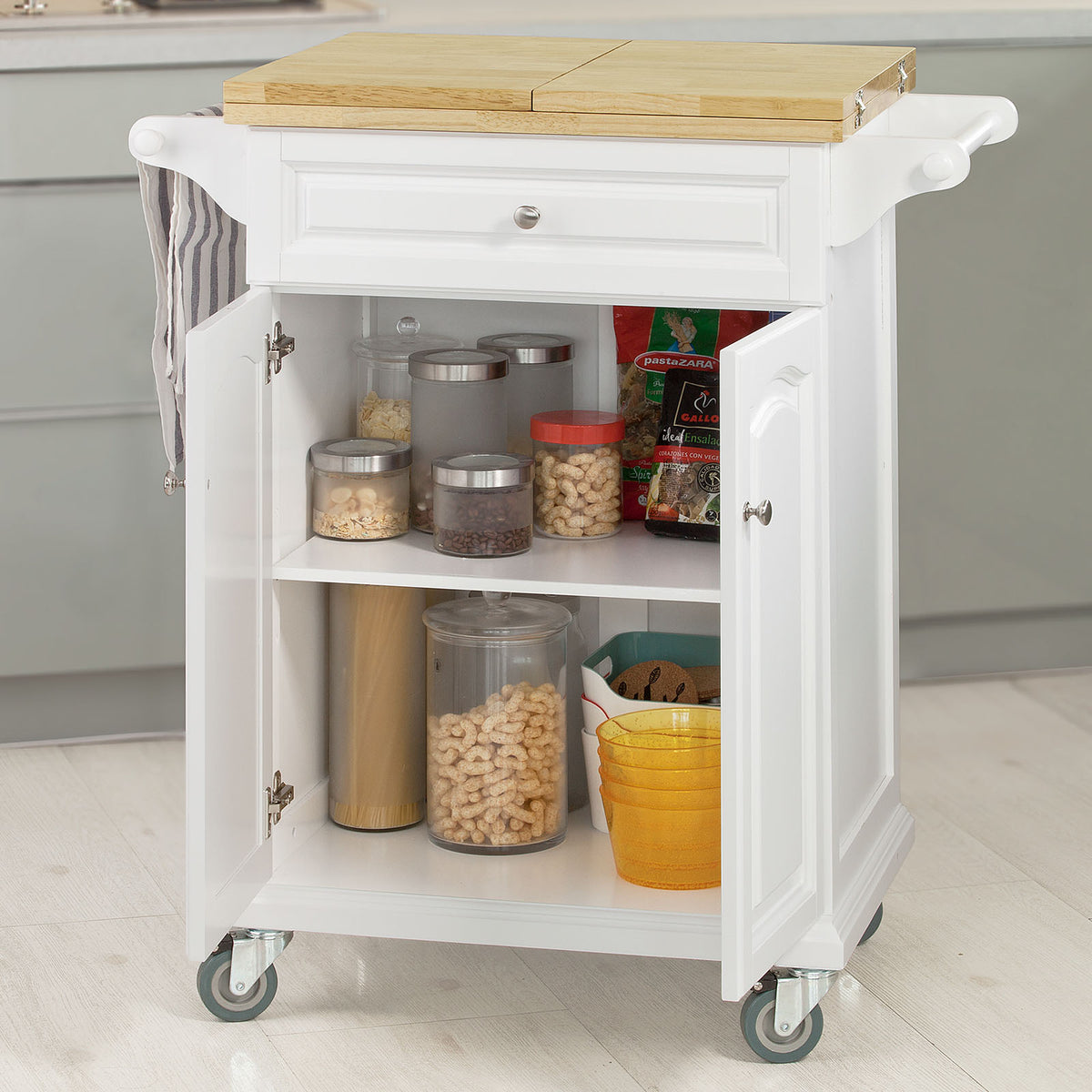 SoBuy FKW36-WN Table roulante Meuble de Rangement pour Cuisine Chariot de Cuisine de Service