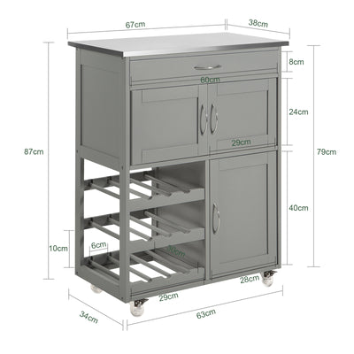 SoBuy FKW45-HG Cărucior de bucătărie rulant, Mobilier dulap de depozitare bucătărie pe roți