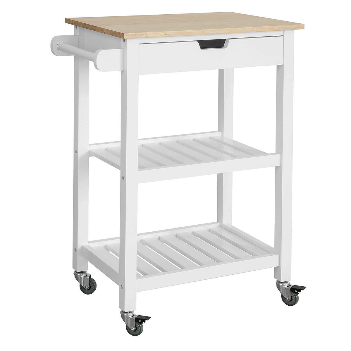 SoBuy FKW66-WN Chariot de Service Desserte à roulettes Table Roulante Cuisine avec 2 Étagères