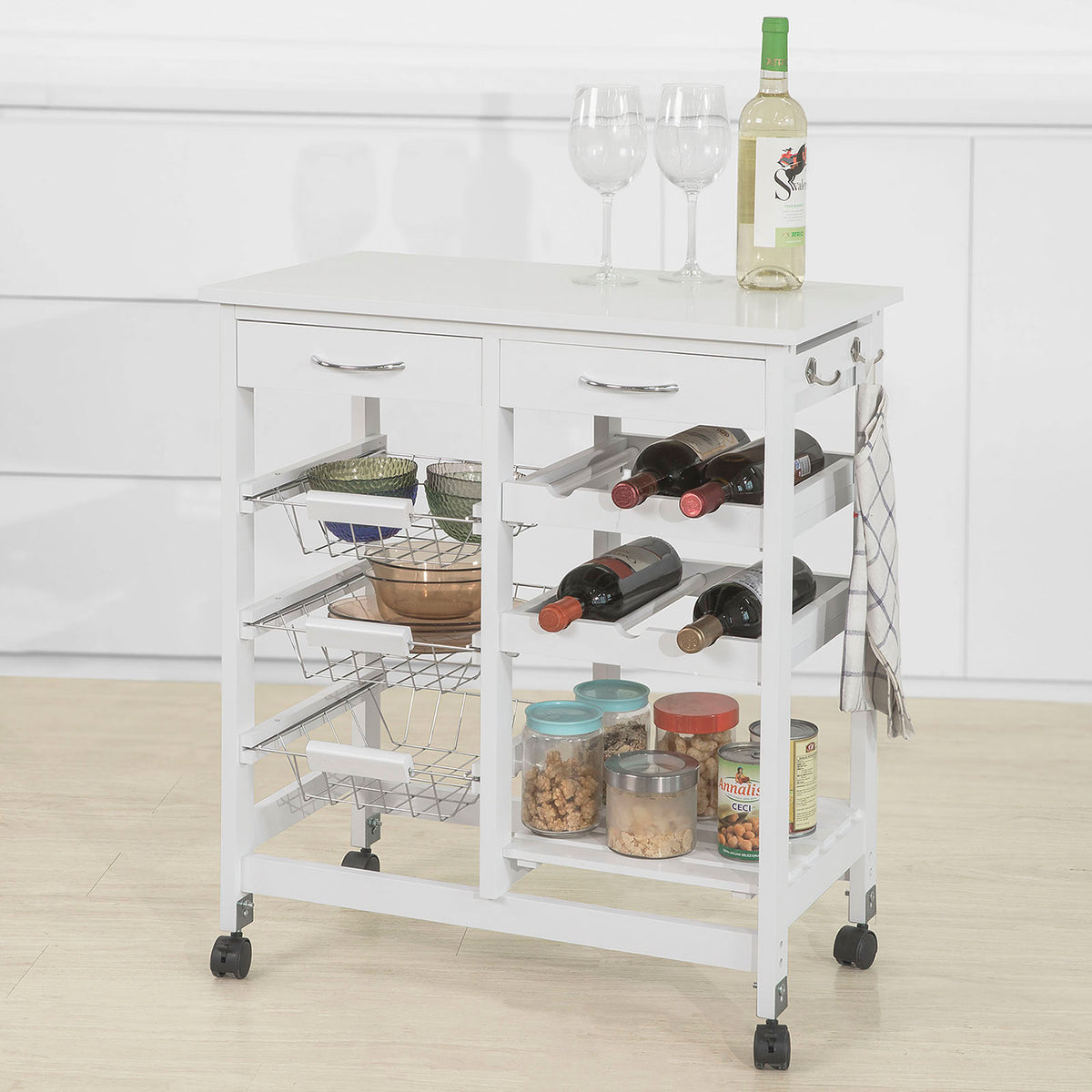 SoBuy FKW78-W Chariot de Service Desserte de Cuisine à roulettes Rangement
