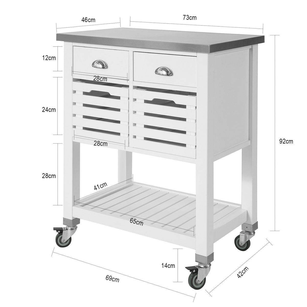 SoBuy FKW83-W Desserte à roulettes Armoire de Rangement Cuisine Desserte de Cuisine