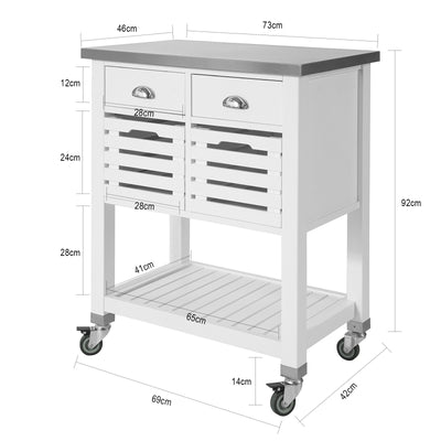 SoBuy FKW83-W Desserte à roulettes Armoire de Rangement Cuisine Desserte de Cuisine