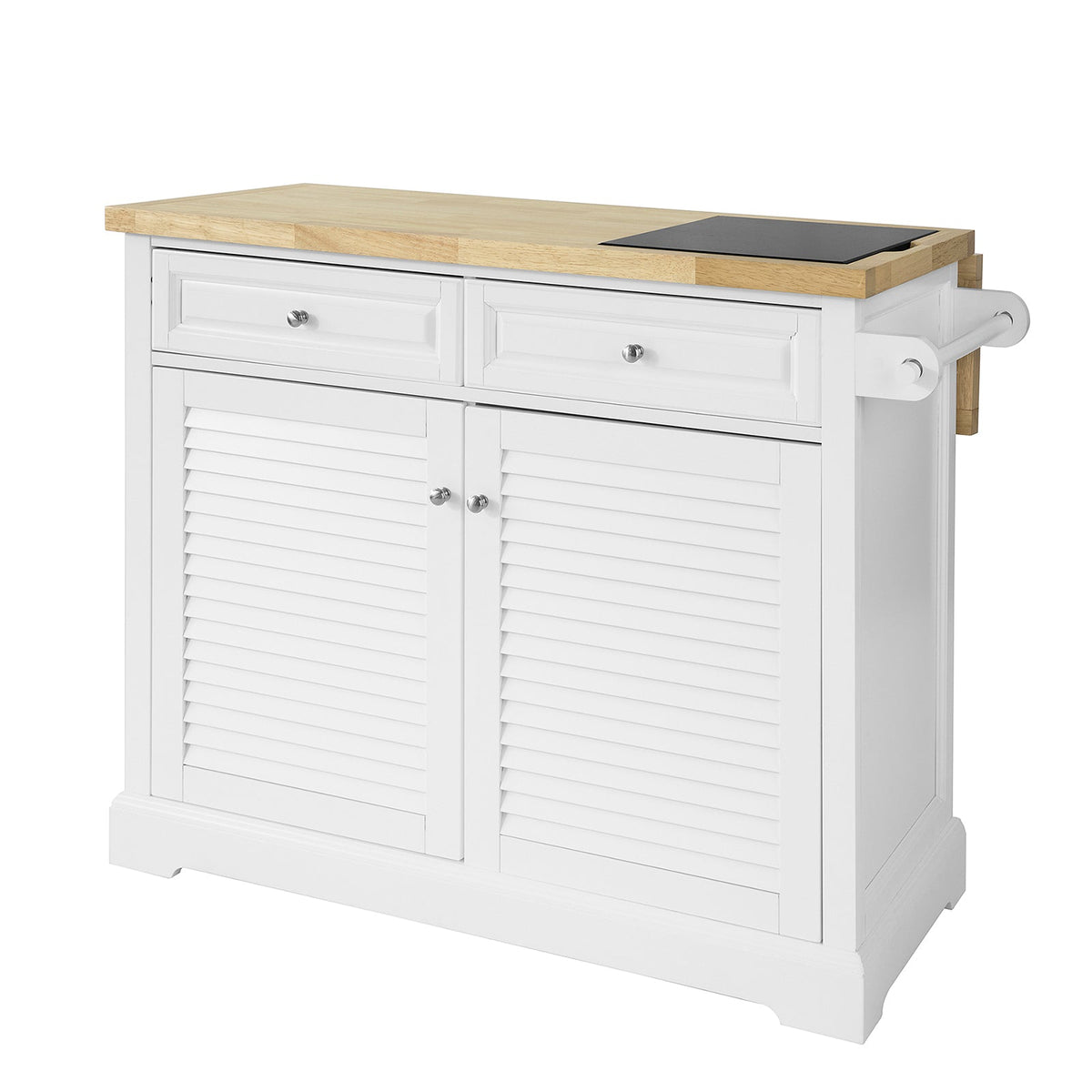 SoBuy FKW84-WN Desserte sur roulettes Meuble de Cuisine de Service Roulant avec Plans de Travail Rabattable, Grande Armoire d