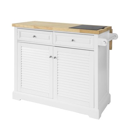 SoBuy FKW84-WN Desserte sur roulettes Meuble de Cuisine de Service Roulant avec Plans de Travail Rabattable, Grande Armoire d
