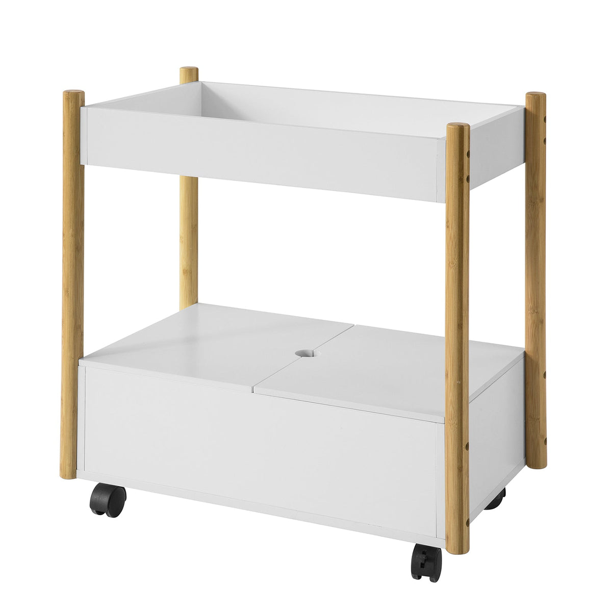 SoBuy FKW92-WN Chariot de Servie Roulant à 2 Niveaux Table à roulettes de Service Desserte à roulettes de Cuisine