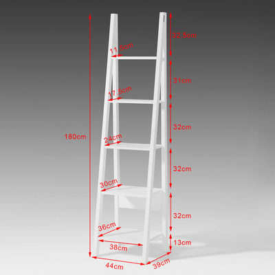 SoBuy FRG101-W Étagère style échelle Bibliothèque, 5 étages –Blanc