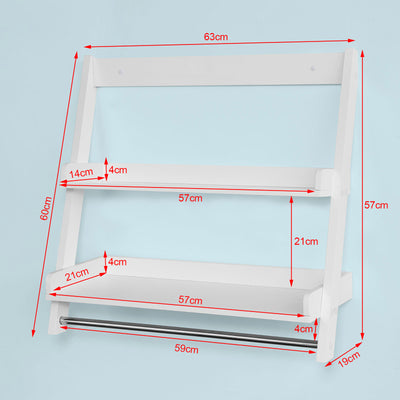 SoBuy FRG117-W Etajeră de perete pentru prosoape, baie, toalete cu 2 rafturi