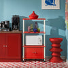 SoBuy FRG12-R Mobilier de depozitare rulant, Cărucior de bucătărie, pentru cuptor cu microunde, Masă de servit