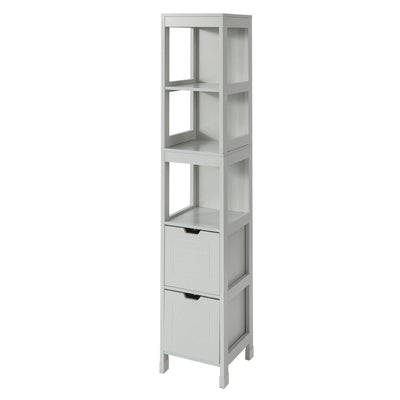 SoBuy FRG126-HG Meuble Colonne de Salle de Bain Armoire Haute – 4 étagères et 2 tiroirs -Gris Clair