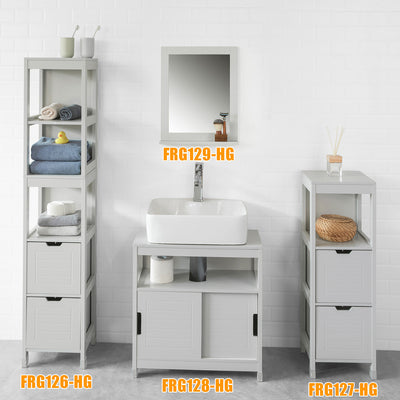 SoBuy FRG129-HG Oglindă de perete pentru baie cu 1 raft – Gri deschis