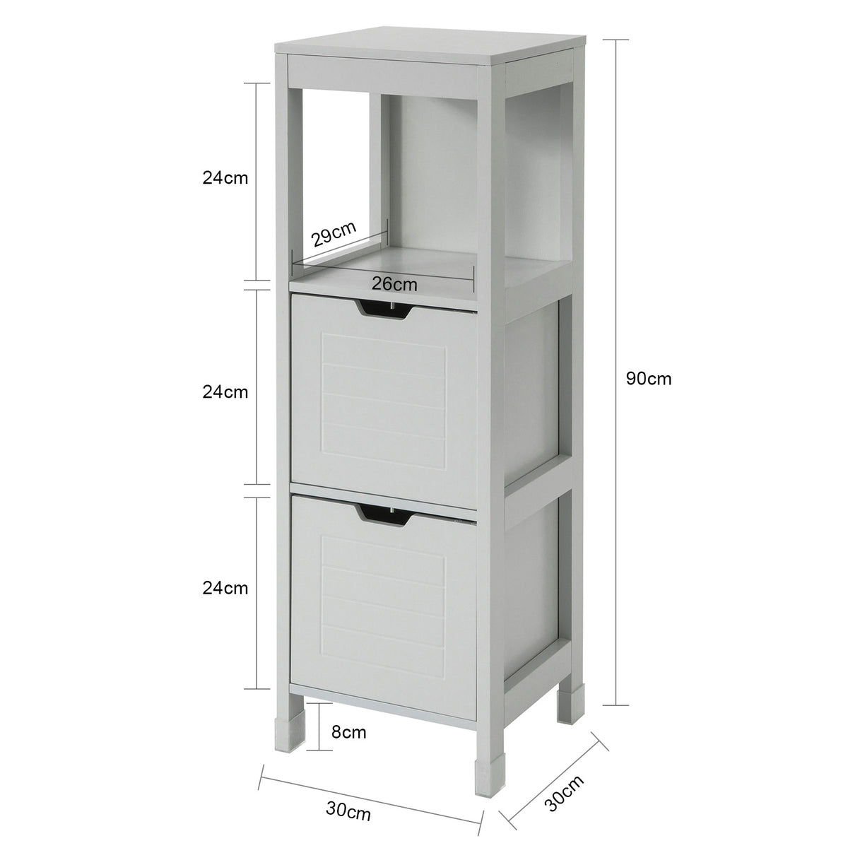 SoBuy FRG127-HG Meuble Demi-Colonne Meuble Bas de Salle de Bain Armoire Toilette-Gris Clair