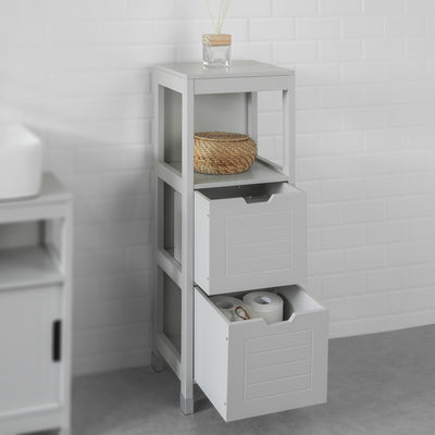 SoBuy FRG127-HG Meuble Demi-Colonne Meuble Bas de Salle de Bain Armoire Toilette-Gris Clair