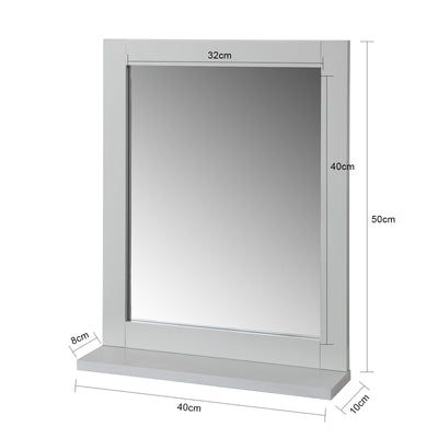 SoBuy FRG129-HG Oglindă de perete pentru baie cu 1 raft – Gri deschis