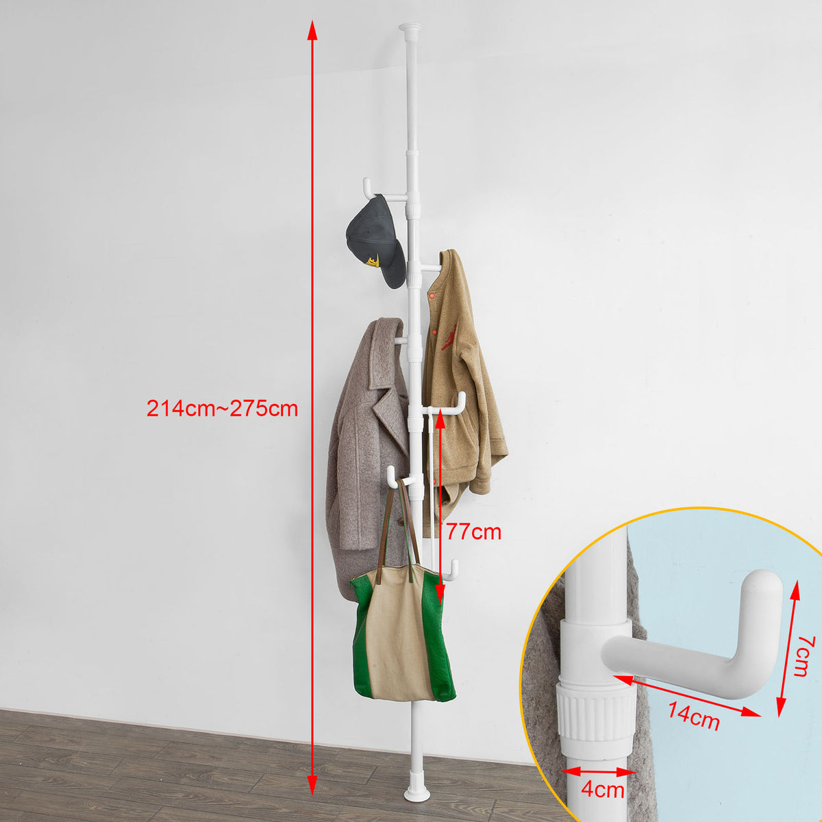 SoBuy FRG159-W Suport telescop telescopic pentru haine, cu furcă de ridicare a hainelor