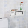 SoBuy FRG175-W Suport hârtie igienică, dozator WC, suport de perete cu raft pentru smartphone și reviste