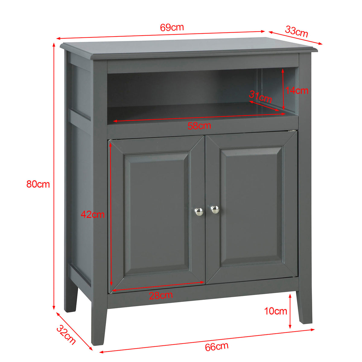 SoBuy FRG204-DG Dulap de baie cu etajere, Mobilier toaletă, Comodă