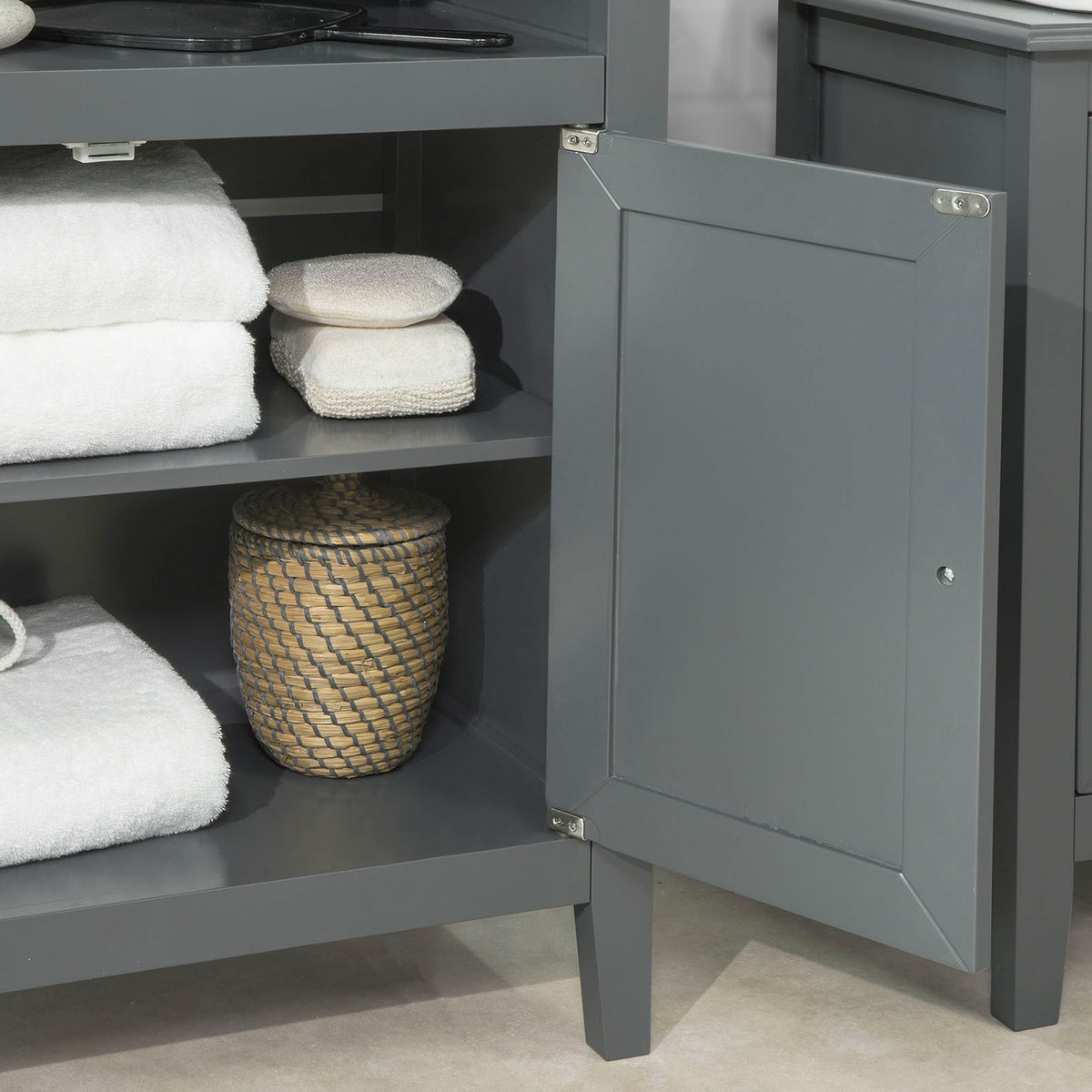 SoBuy FRG204-DG Dulap de baie cu etajere, Mobilier toaletă, Comodă