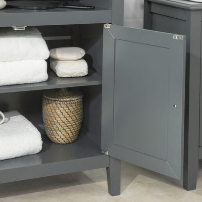 SoBuy FRG204-DG Dulap de baie cu etajere, Mobilier toaletă, Comodă