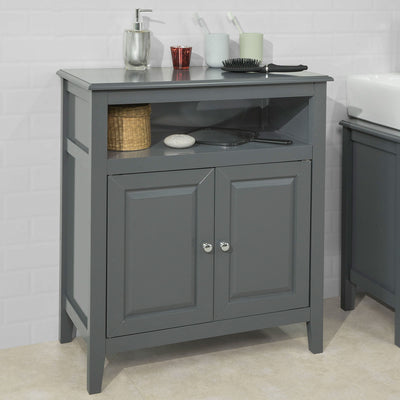 SoBuy FRG204-DG Dulap de baie cu etajere, Mobilier toaletă, Comodă