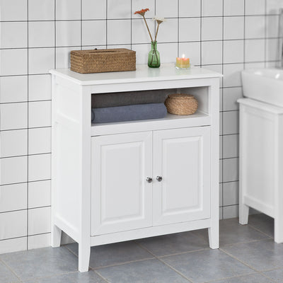 SoBuy FRG204-W Meuble Bas de Salle de Bain Armoire Toilette Buffet commode – Blanc
