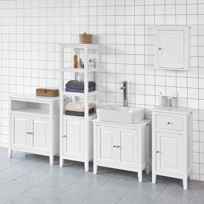 SoBuy FRG204-W Meuble Bas de Salle de Bain Armoire Toilette Buffet commode – Blanc