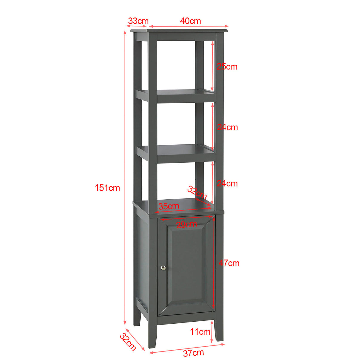 SoBuy FRG205-DG Meuble Colonne de Salle de Bain Armoire Toilette Haute