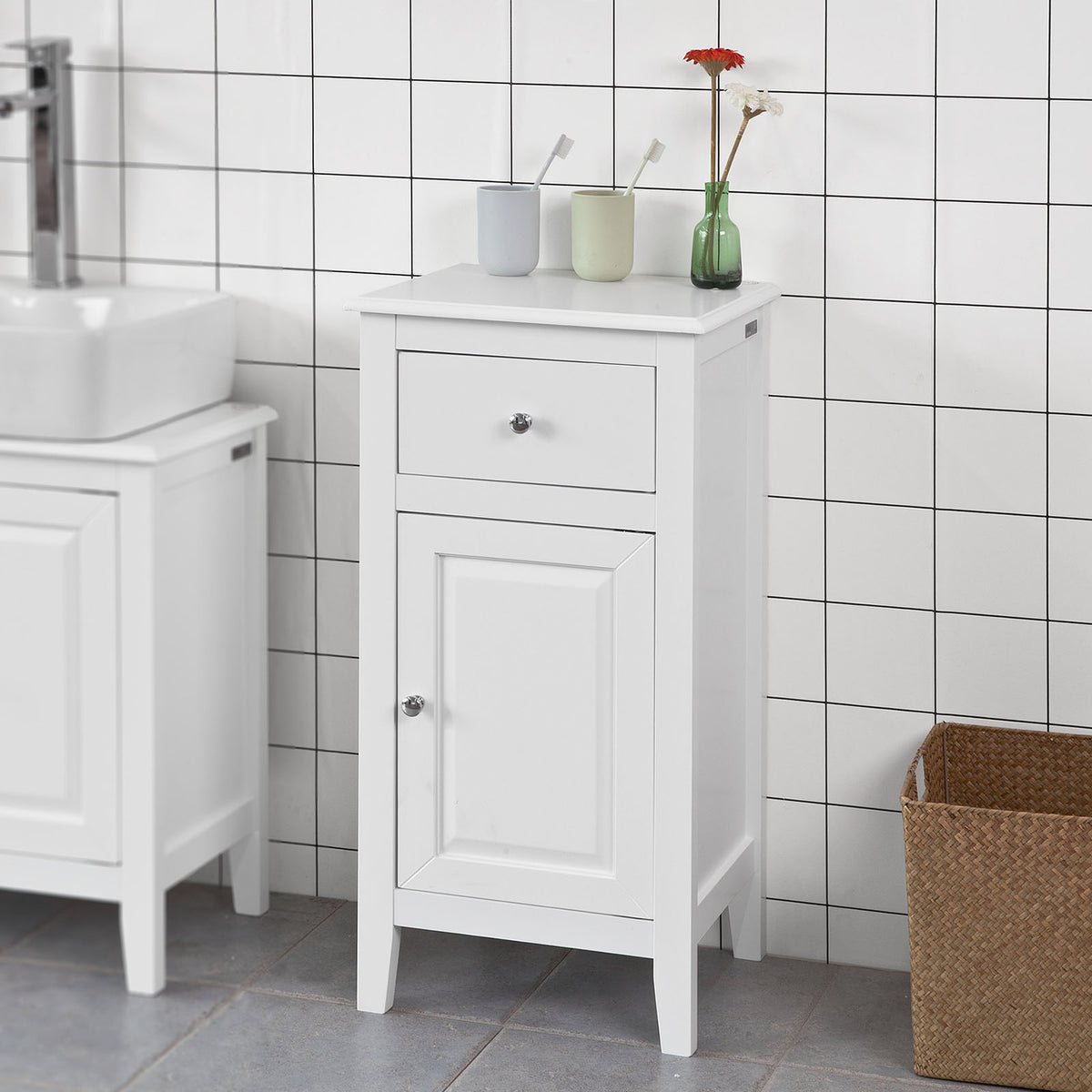 SoBuy FRG206-W Măsuță laterală Comodă baie Dulap WC