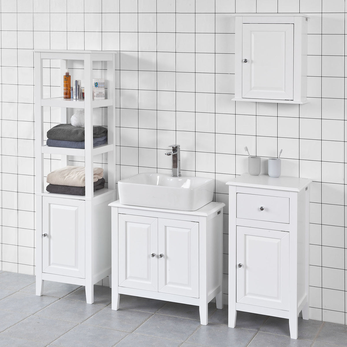 SoBuy FRG206-W Măsuță laterală Comodă baie Dulap WC