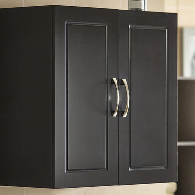 SoBuy FRG231-SCH Meuble Haut Salle de Bain Suspendu Armoire Murale avec Étagère Réglable et Porte Rangement Mural Compact pour Salle de Bain, WC ou Cuisine Noir L60xP30xH60 cm