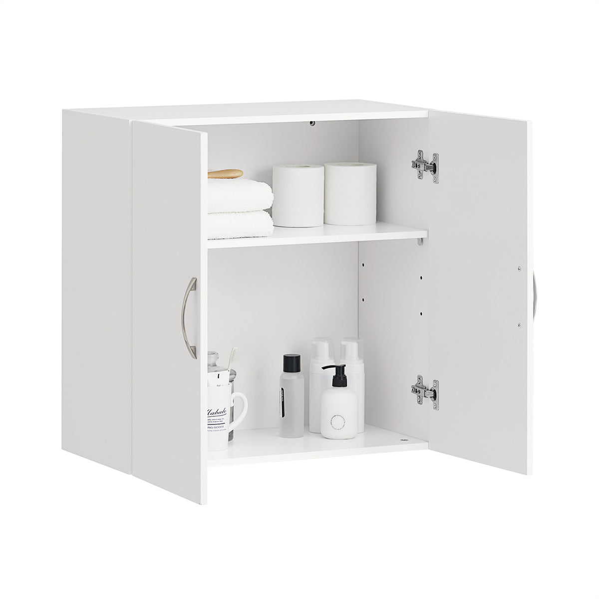 SoBuy FRG231-W Meuble Haut Salle de Bain Suspendu Armoire Murale avec Étagère Réglable et Porte Rangement Mural Compact pour 
