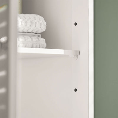 SoBuy FRG236-W Dulap Coloană Baie, Șifonier Înalt de Depozitare cu 2 Uși, 1 Sertar și Nișă Deschisă, Mobilier de Depozitare pentru Baie, WC, SDB, Toaletă sau Bucătărie 32x170x30cm