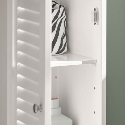 SoBuy FRG236-W Dulap Coloană Baie, Șifonier Înalt de Depozitare cu 2 Uși, 1 Sertar și Nișă Deschisă, Mobilier de Depozitare pentru Baie, WC, SDB, Toaletă sau Bucătărie 32x170x30cm