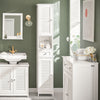 SoBuy FRG236-W Dulap Coloană Baie, Șifonier Înalt de Depozitare cu 2 Uși, 1 Sertar și Nișă Deschisă, Mobilier de Depozitare pentru Baie, WC, SDB, Toaletă sau Bucătărie 32x170x30cm