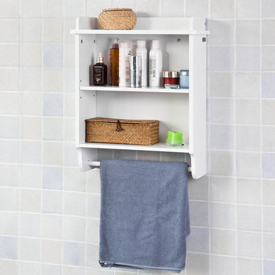 SoBuy FRG239-W Étagère murale, 3 niveaux + 1 barre suspendue au fond