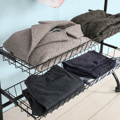 SoBuy FRG243-SCH Dulap textil cu roți Raft portabil pentru haine