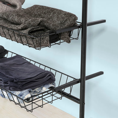 SoBuy FRG243-SCH Dulap textil cu roți Raft portabil pentru haine