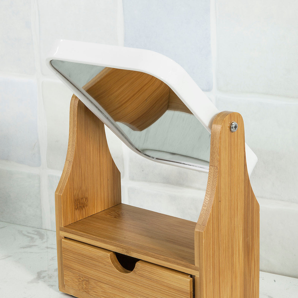 SoBuy FRG245-N Miroir de Table Miroir de Maquillage Coiffeuse en bois Miroir pivotant