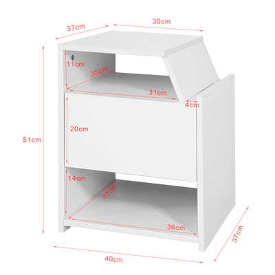 SoBuy FRG261-W Table de Chevet Table d'Appoint Bout de Canapé avec 1 Tiroir 2 Niches