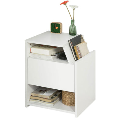 SoBuy FRG261-W Table de Chevet Table d'Appoint Bout de Canapé avec 1 Tiroir 2 Niches