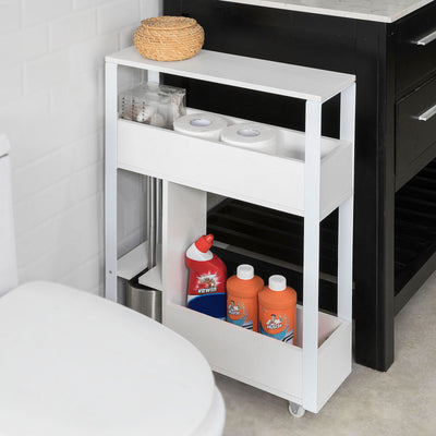 SoBuy FRG270-W Dulap de depozitare pentru baie Suport hârtie igienică Mobilier WC