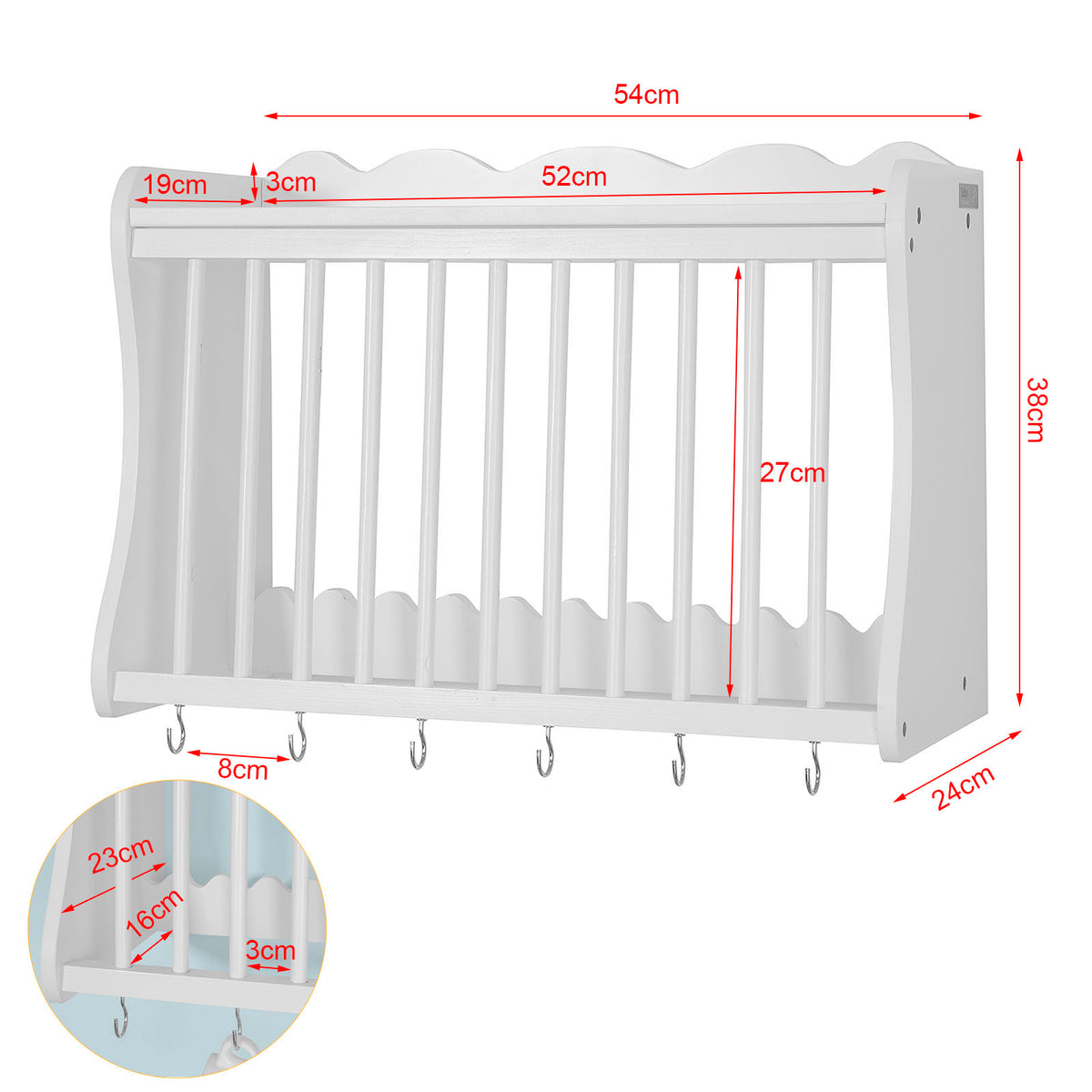 SoBuy FRG275-W Suport farfurii de perete Dulap depozitare farfurii montat pe perete