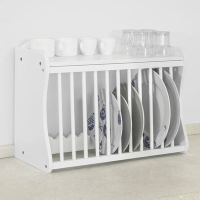 SoBuy FRG275-W Suport farfurii de perete Dulap depozitare farfurii montat pe perete