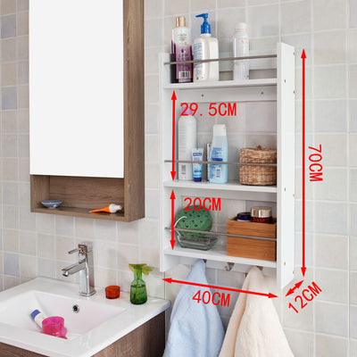 SoBuy FRG33-W Etajeră pentru condimente (3 niveluri, 2 cârlige din metal