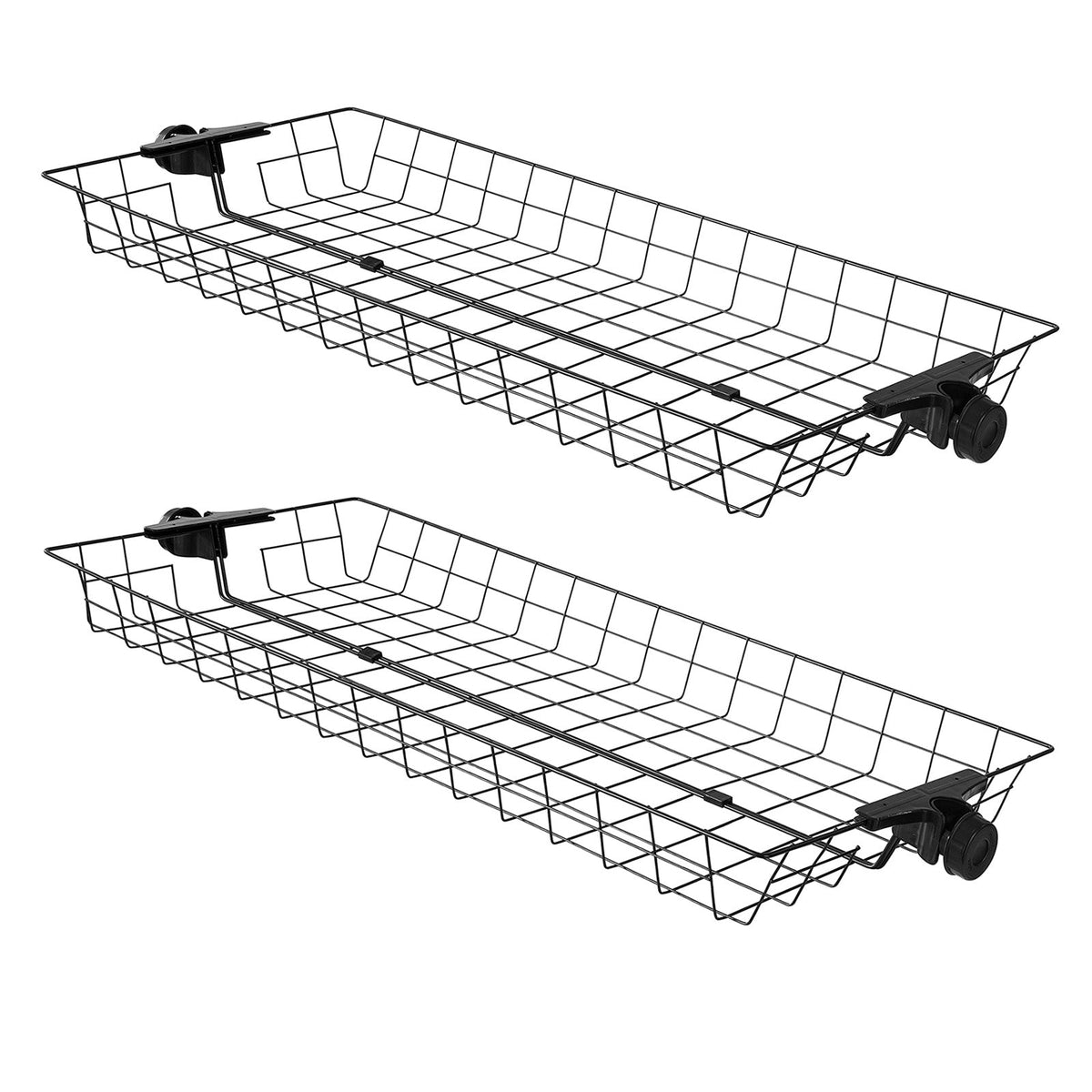 SoBuy FRG34-P02 Set de 2 Paniers de Rangement Métal pour Système de Penderie Télescopique – Paniers pour Porte-vêtements et P