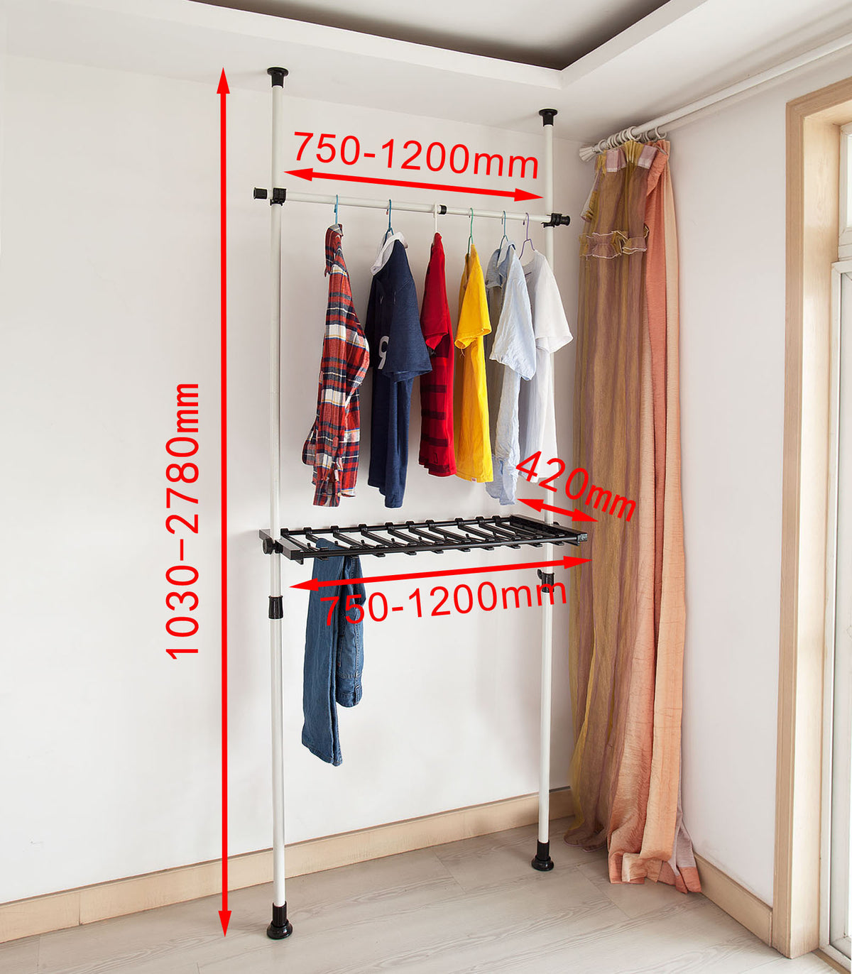 SoBuy FRG35 Dulap/Dressing telescopic, șină de haine