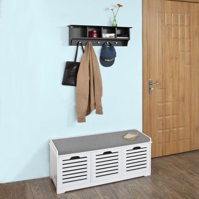 SoBuy FRG48-L-SCH Cuier, Etajeră de perete, Cuier pentru baie