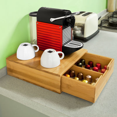 SoBuy FRG70-N Boîte de rangement à tiroirs pour capsules de thé et café en bambou Nespresso